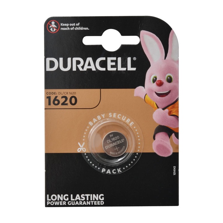 Литиева батерия Duracell, CR1620, 3V, 75 mAh