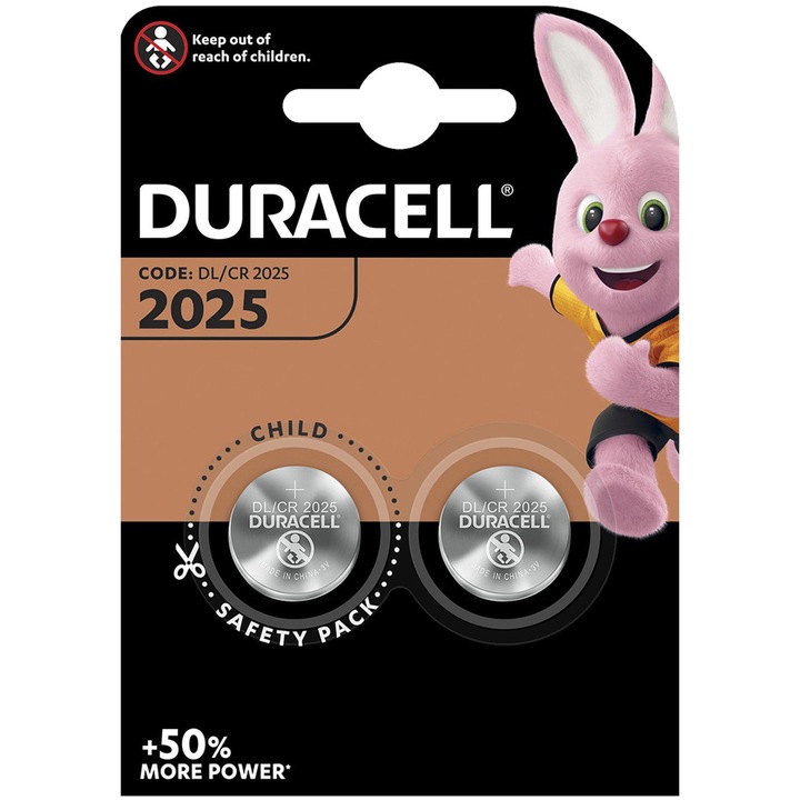 Литиеви батерии Duracell, CR2025, 3V, 2 броя