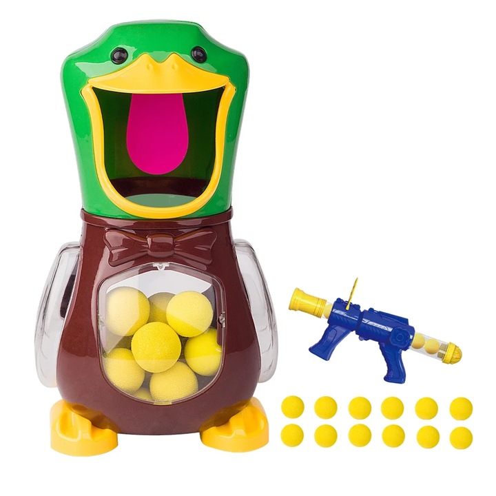 Игра за стрелба по мишена, Zggzerg, С 1 пневматичен пистолет и 12 топки от мека EVA пяна, Подобряване на координацията око-ръка Играчки за момчета и момичета, Страхотна за възраст над 6 години, Многоцветна