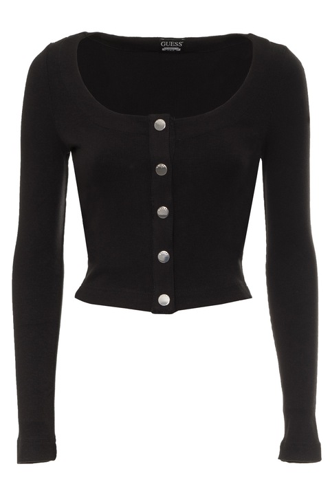 Дамска блуза Guess, С копчета, Черен, Черен