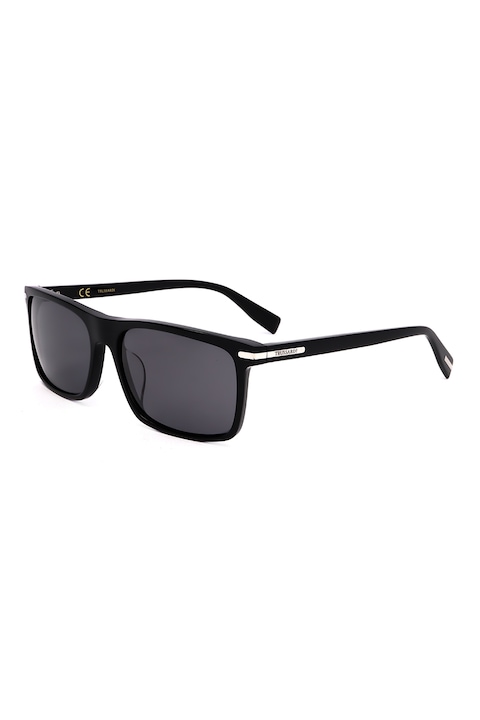 Trussardi, Правоъгълни слънчеви очила с плътни стъкла, Черен, 60-17-145