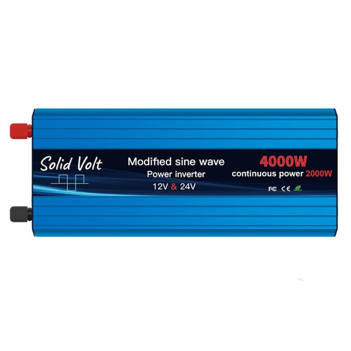 Invertor 2000W/4000W unda modificata, 12V si 24 V - 220V duce/functioneaza frigider, rulota, autorulota, casa, cabana, auto, tir, camion, sinus modificat, baterii solare sau auto Solid Volt