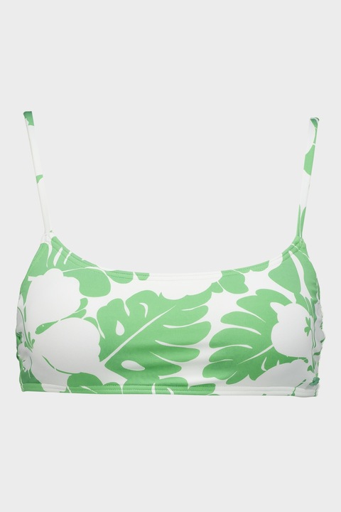 ROXY, Горнище на бански с тропически принт, Бял/Зелен