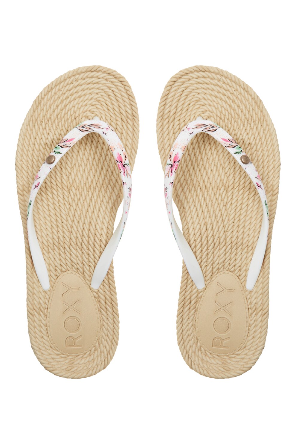 ROXY, Papuci flip-flop de cauciuc South Beach III, Alb, Roz, 9
