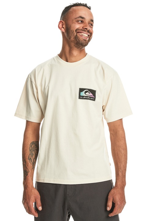 QUIKSILVER, Тениска от органичен памук Back Flash, Крем