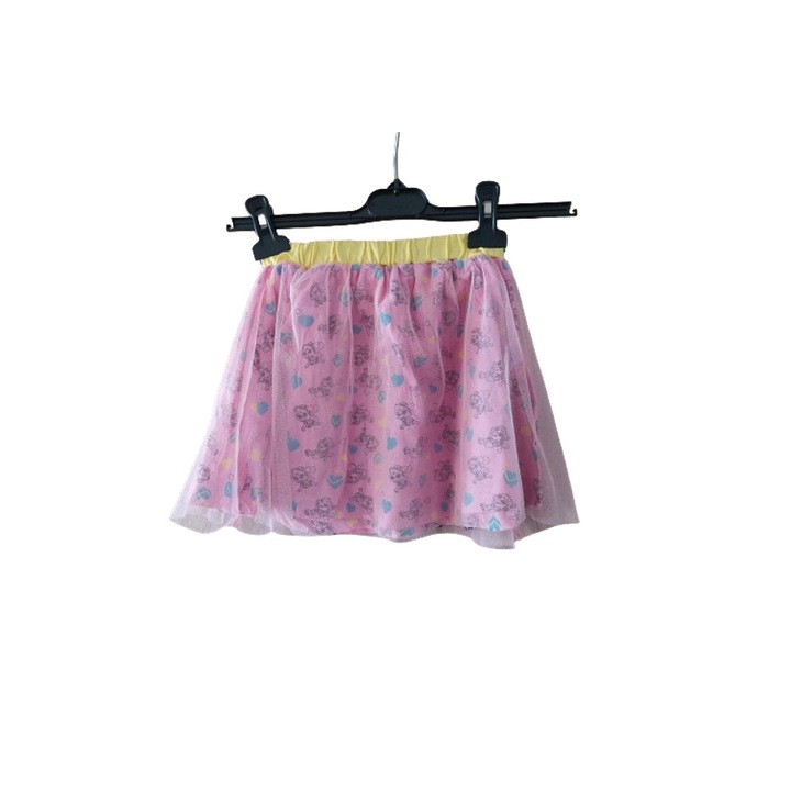 Fustita fetite PAW PATROL, roz cu imprimeu catelusi, bumbac, 122-128cm