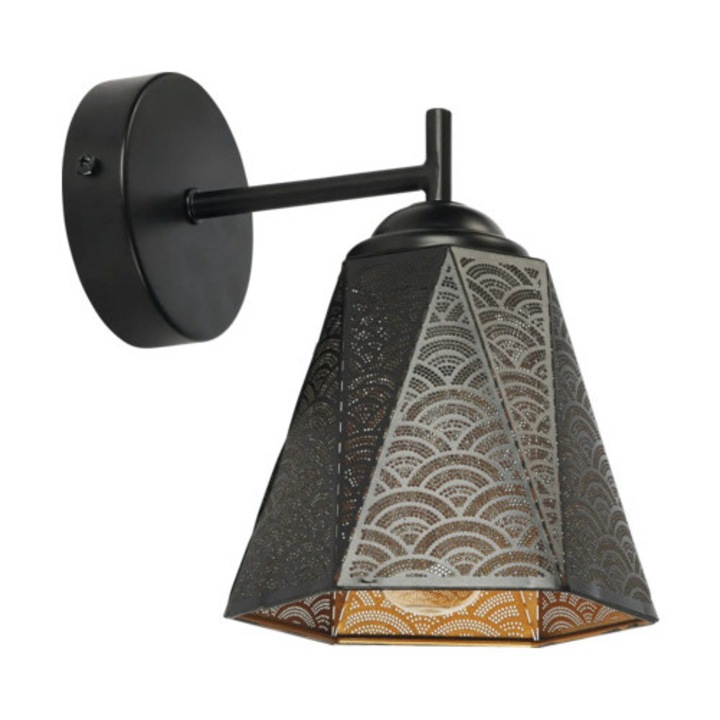 Belső fali lámpa Hexa E27, fekete