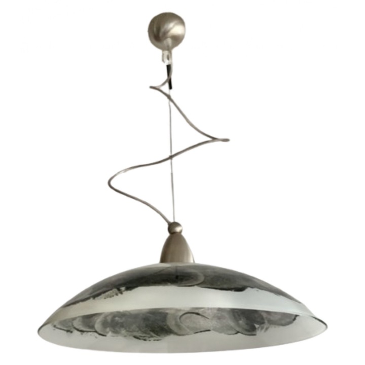 Pendul Satina HL 6-1501/1 SATIN E27 1x60W cu Abajur Sticla Matt Pictat Negru Inaltime 100cm ORION