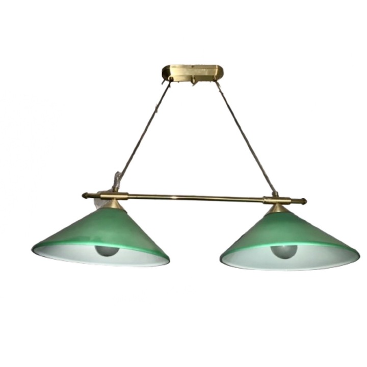 Пендел HL 6-1405/2 MS-GRUN E27 2x75W рамена за рамки Сатениран месинг, светло златист с вдлъбнат зелен стъклен абажур Обща височина 166 см ORION