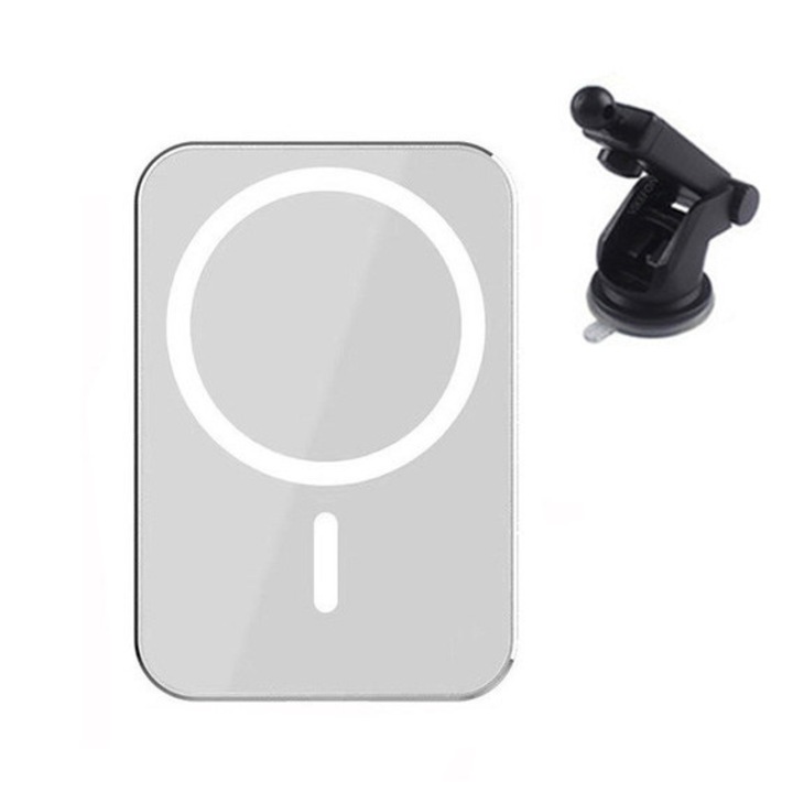 Autóba tartó, Magas széf, Vezeték nélküli, Tapadókorong műszerfalhoz/szélvédőhöz, fehér