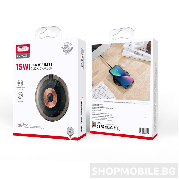 Incarcator 220V Wireless 15W, XO WX031, negru
