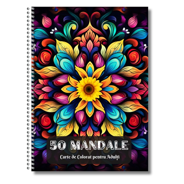 Carte de Colorat pentru Adulti, 50 de Mandale cu Forme Abstracte, 104 Pagini, Volumul 3