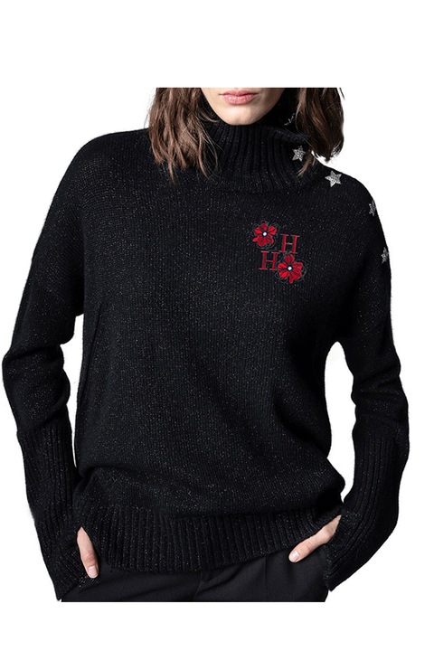 Pulover pentru femei, fibre de poliester, negru - 69900