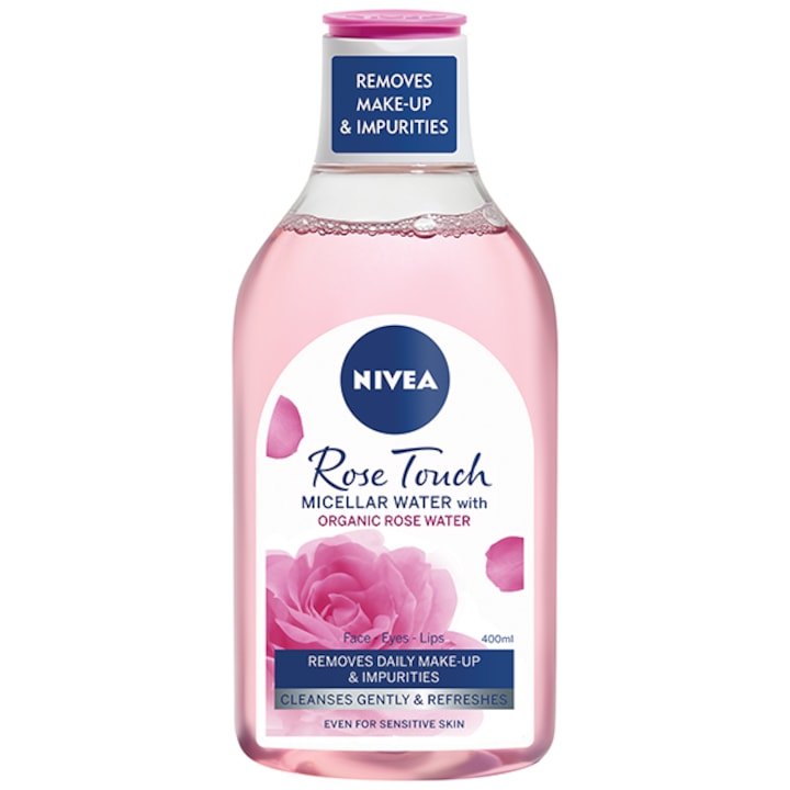 Apa micelara monofazica Nivea Rose Touch cu apa organica de trandafiri, 400 ml