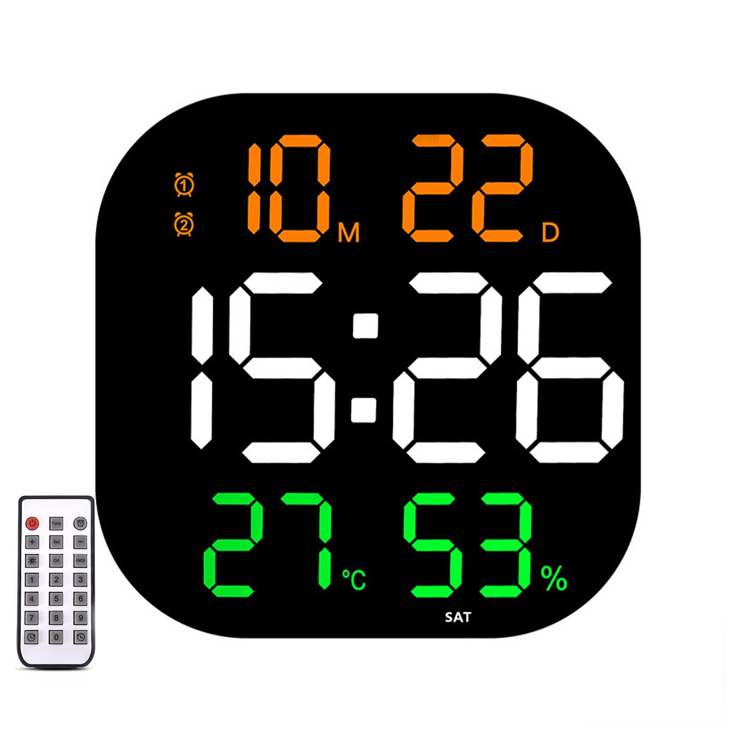 Ceas Digital Led Ceas Digital de Perete cu LED, Luminozitate Ajustabila, Telecomanda ...