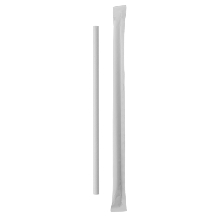 Set 200 Paie Biodegradabile, Compostabile de Hartie, Ambalaj Individual, Albe, 8 mm