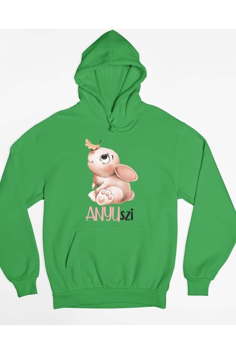 Anyuszi mintás egyedi női pulóver, Zöld