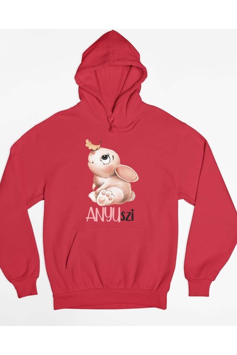 Anyuszi mintás egyedi női pulóver, Piros