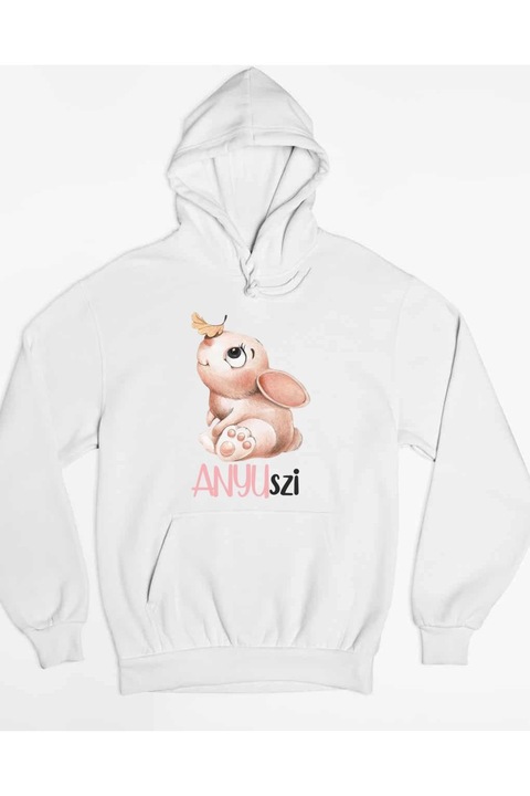 Anyuszi mintás egyedi női pulóver, Fehér