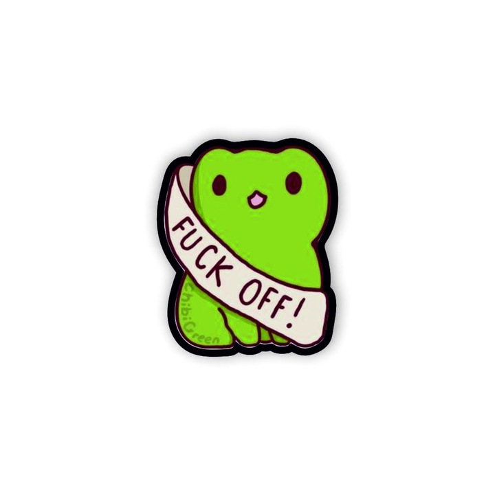 Insigna din lemn cu brosa Frog off, multicolor, 3 cm