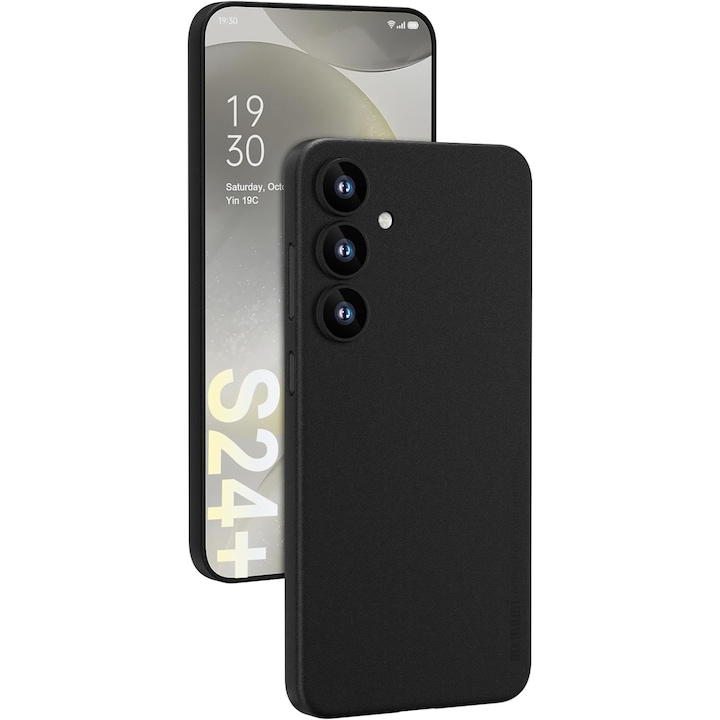 Силиконов калъф ALC Mobile, Съвместим с Samsung Galaxy S24 Plus, Черен