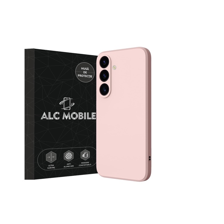 Калъф Soft Touch, тънък, ALC Mobile, противоударен, съвместим със Samsung Galaxy S24 Plus, прахообразно розов TPU