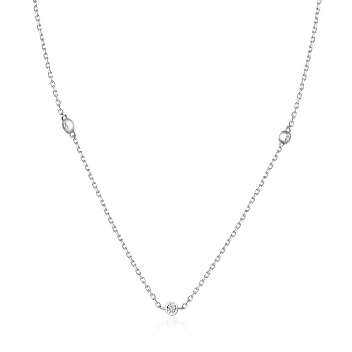 Colier din argint 925, rodiat, cu pietre din zirconiu, Nicole C1