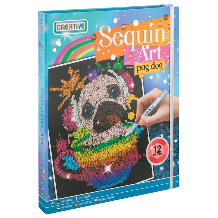 Творчески комплект, DiamantArt с Пайети, 20х25 см, Куче, 12 цвята