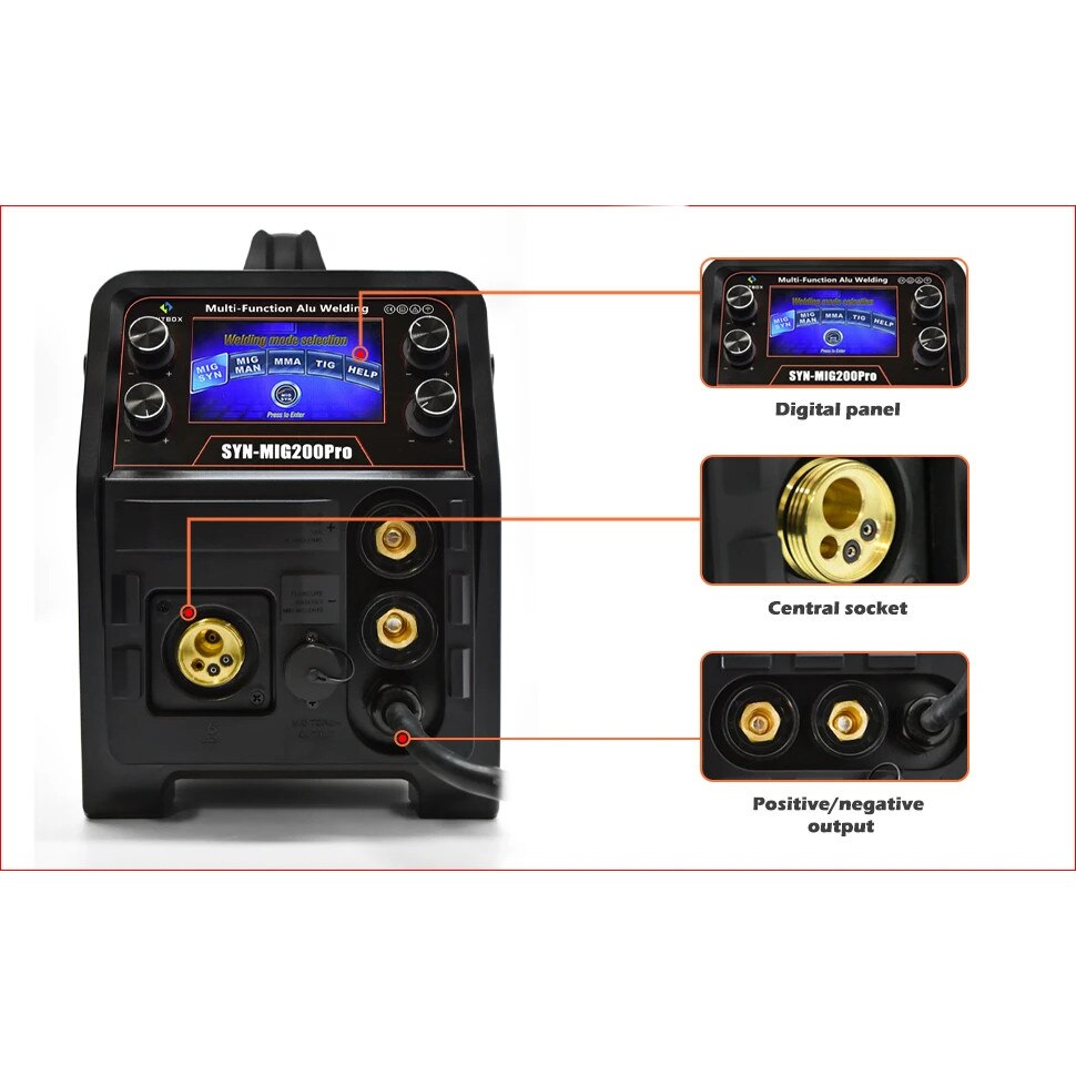 Hegesztőgép Hitbox syn mig 200 pro, 3 az 1-ben, MIG, TIG, MMA - eMAG.hu