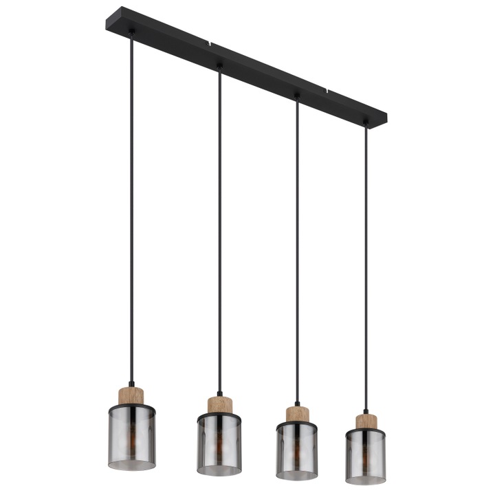 Lustra Globo Reid, metal, negru, fumuriu, 4XE27, L.78 cm