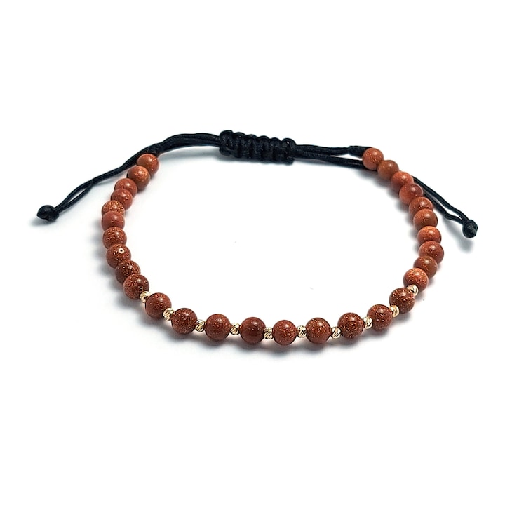 Bratara 10 bile aur 14k semipretioase noi, Maro, Dimensiune reglabila