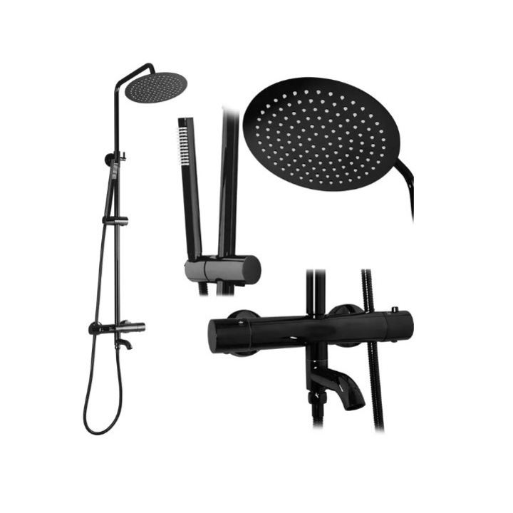 Sistem de dus Rea Lungo Metal Negru, Alama, Negru