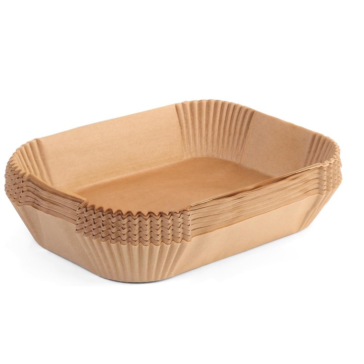 Комплект от 100 еднократни фолиа за фритюрник, NUODWELL, материал за хранителни цели, устойчив на температури до 220°C, 22x14 см, устойчив на вода и масло, незалепващ, лесен за използване, кафяв