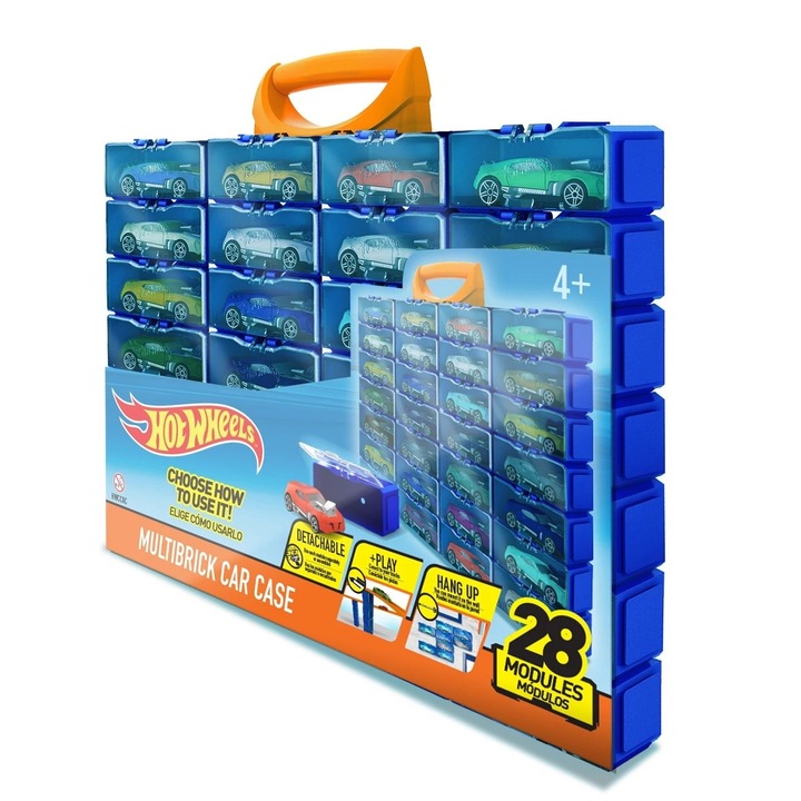 Кутия за колички Hot Wheels, За 28 броя, Платмасова, 36 x 31 x 4.10 cm, 3+ години