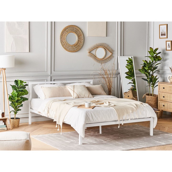 Fehér fém franciaágy 160 x 200 cm CUSSET