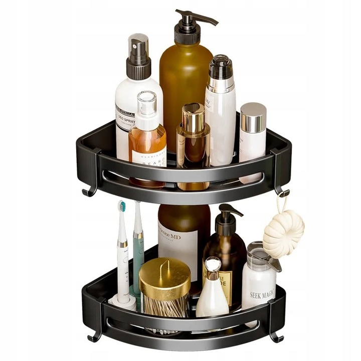 Raft colt dublu, Inox/Plastic, Negru, 21.5 x 6 cm