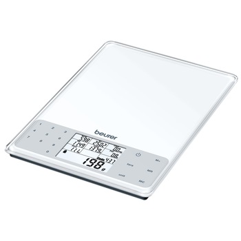 Cantar bucatarie Beurer DS61, 5kg, 950 alimente prestabilite, tara, Alb Cantar bucatarie Beurer DS61, 5kg, 950 alimente prestabilite, tara, Alb