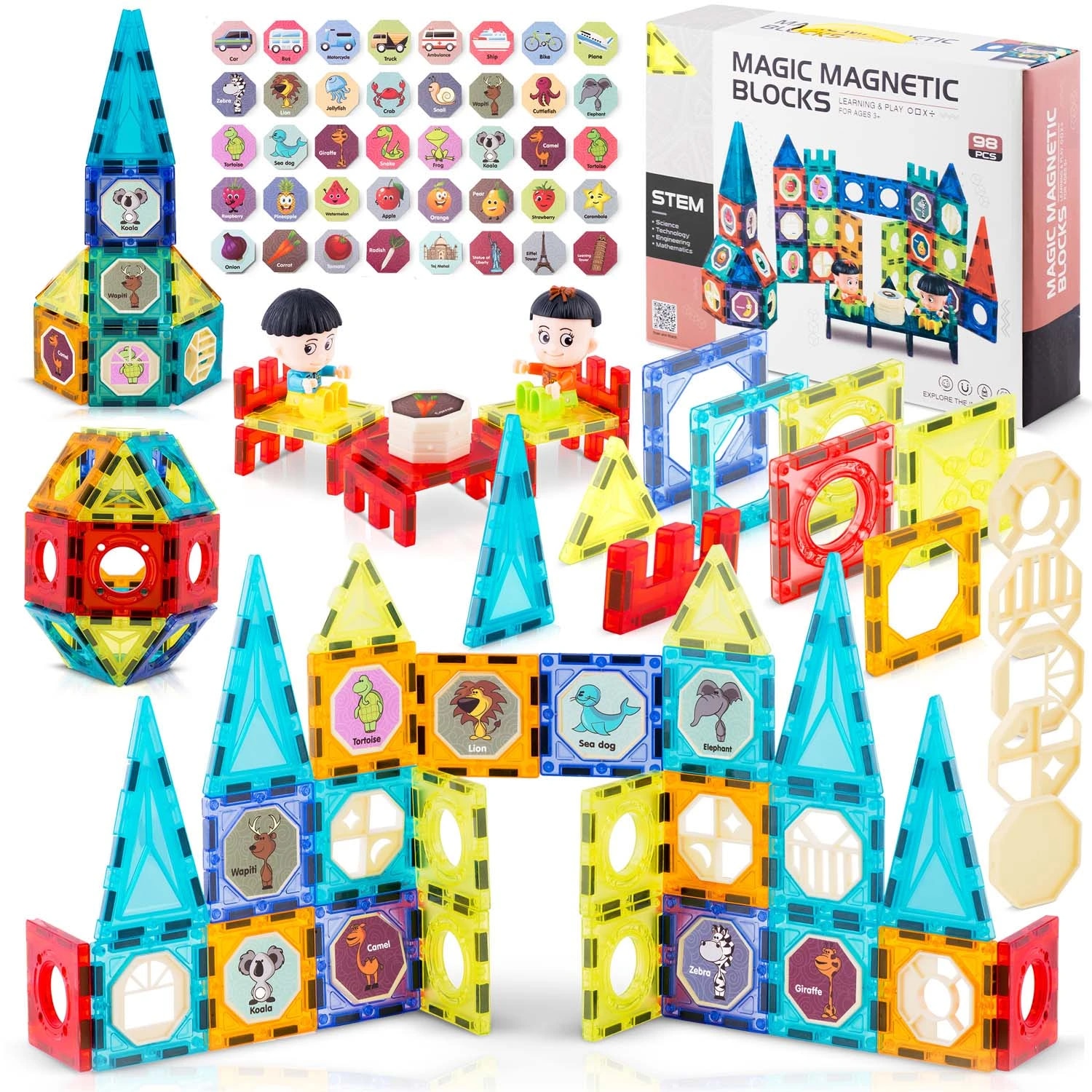 【くむ。】Life and Death＆GAO MagneticBlock Set Educativ si Creativ Magnetic, cu 98 Piese, 