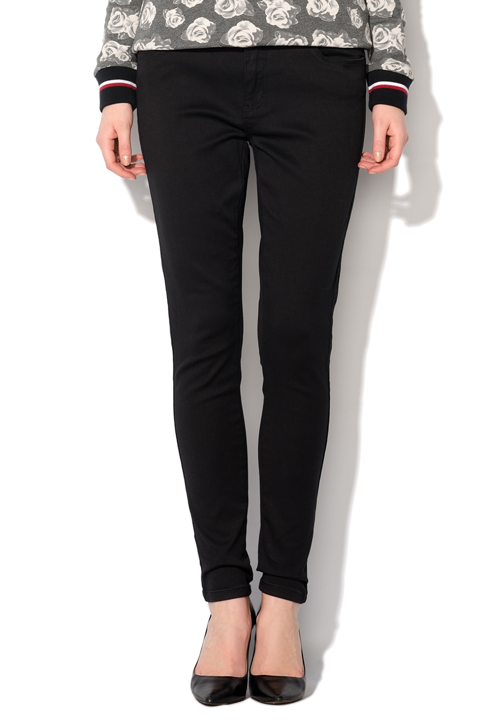 Only, Blugi skinny cu talie medie Royal, Negru