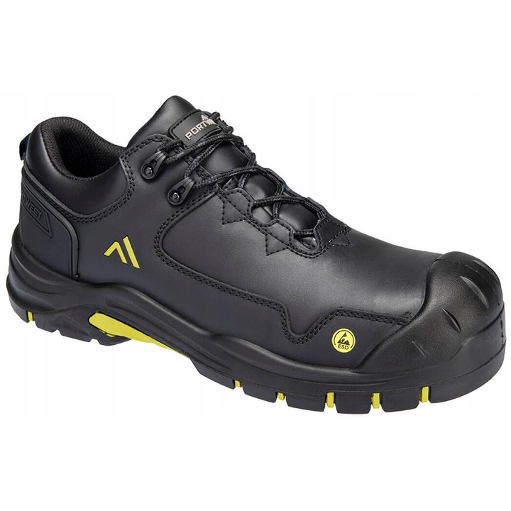 Pantofi de protectie, Portwest Apex FC19 BKY, Piele, Negru, 42 EU