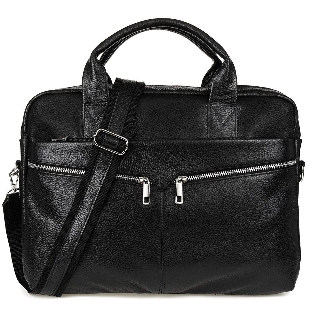 Geanta pentru laptop, Beltimore, Piele naturala, 40 x 15 x 30 cm, Negru