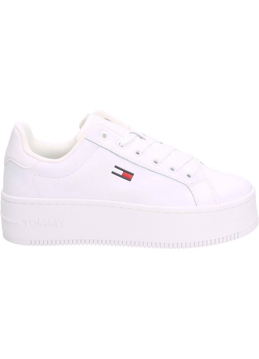 Tenisi dama Tommy Hilfiger piele naturala, alb, Alb