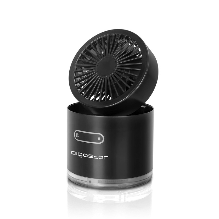 Mini asztali ventilátor párásító funkcióval, Aigostar, 3 sebességfokozat, Fekete