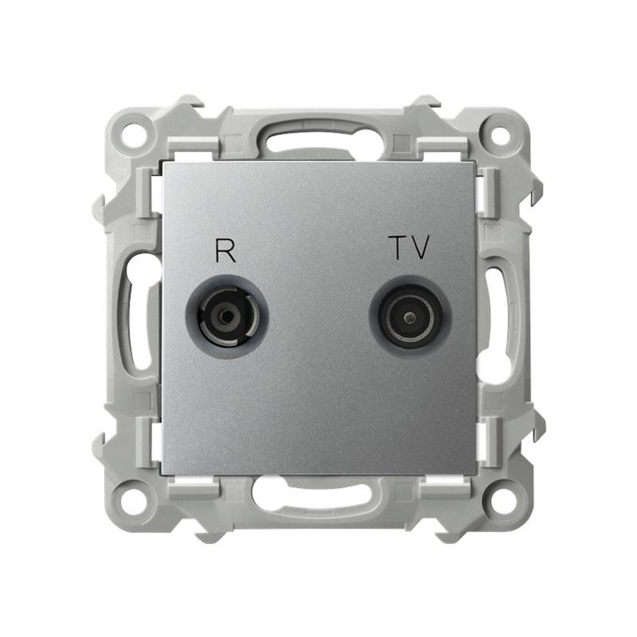 Priza, Ospel, Plastic\Metal, Gri, 75x75x42 mm