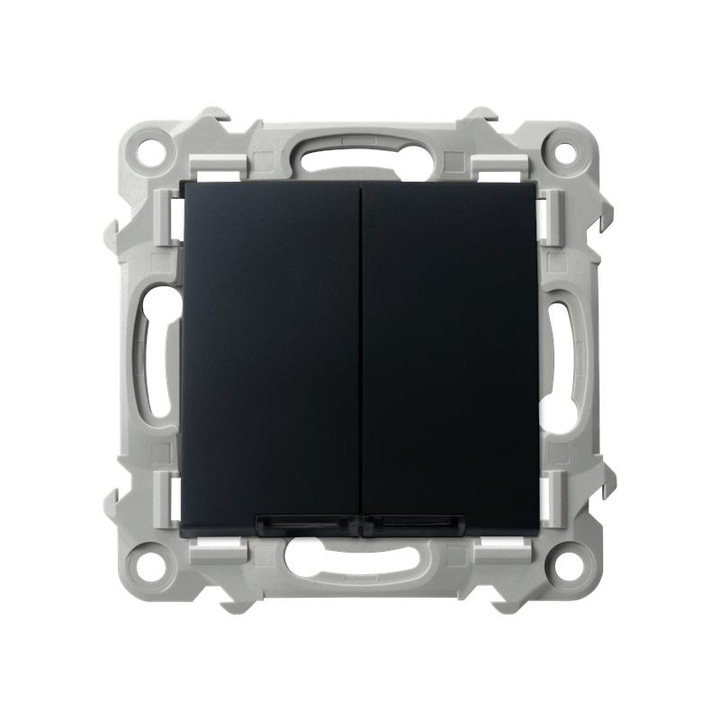 Kétáramkörű lépcsőkapcsoló, Ospel, Fém, Fekete, 75x75x34 mm