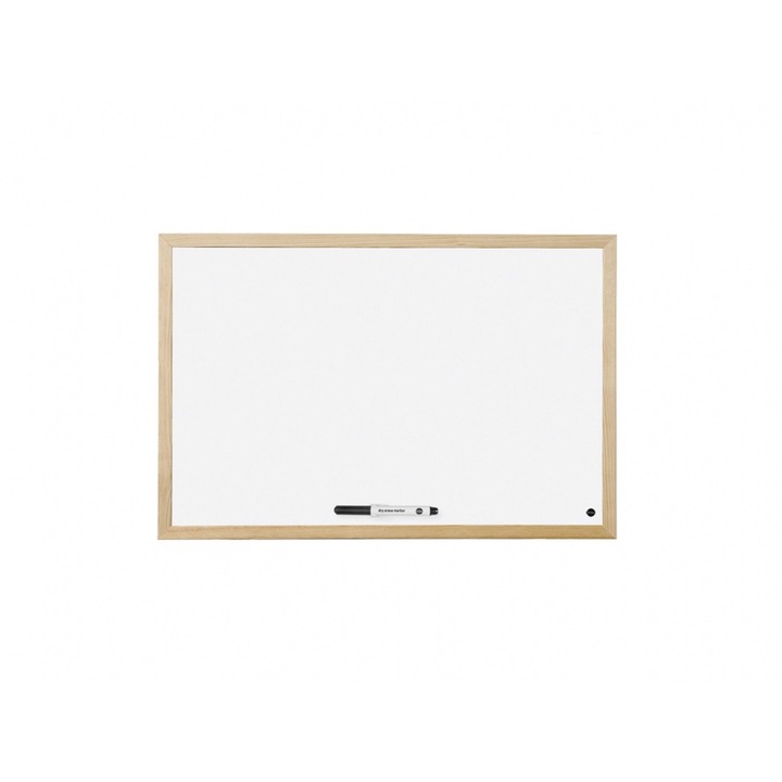 Дъска Bi-Office бяла магнитна с дървена рамка, 60x90