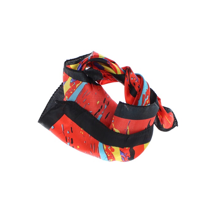 Batic dama, Buticcochet 50x50 cm, satin multicolor, accesoriu modern pentru outfituri actuale - ES2608