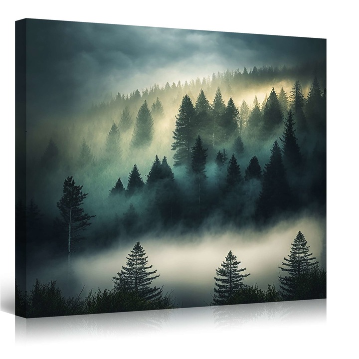 Tablou DualView Startonight Padure Verde Cu Copaci Incetosati, luminos in intuneric, 80 x 80 cm