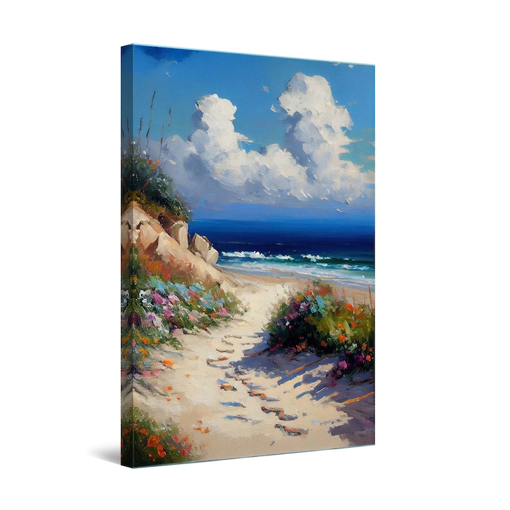 Tablou DualView Startonight plaja cu Nisip si Flori, luminos in intuneric, 60 x 90 cm