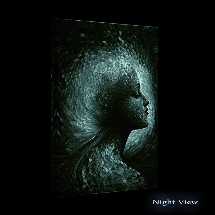 Tablou DualView Startonight Femeie Rasucita Galben-Albastu-Rosie, luminos in intuneric, 80 x 120 cm